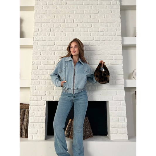Bel Lastik Detay Denim Vibe Ceket Mavi