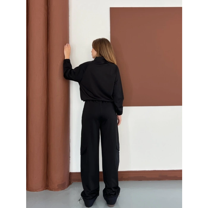 Kapüşonlu Aksesuar Detaylı Eşofman Takım Siyah