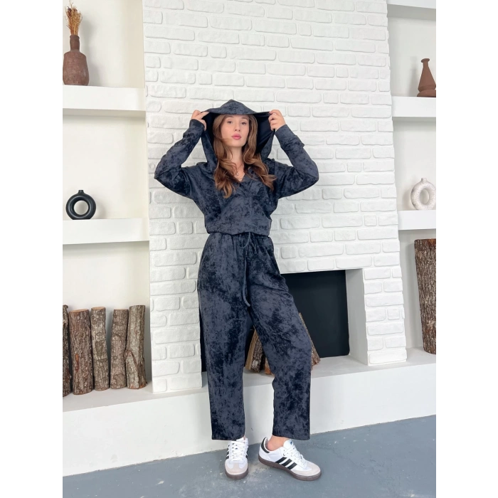 Kapüşonlu Spor-Şık Günlük Takım Lacivert