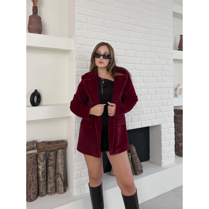 Kemer Detaylı Yumoş Ceket Bordo