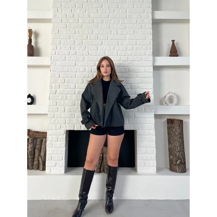 Kısa Street Luxe Kaşe Kaban Antrasit