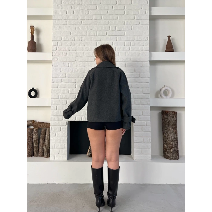 Kısa Street Luxe Kaşe Kaban Antrasit