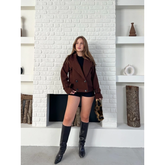 Kısa Street Luxe Kaşe Kaban Kahverengi