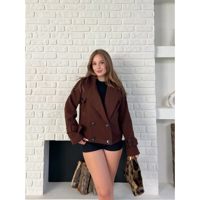 Kısa Street Luxe Kaşe Kaban Kahverengi