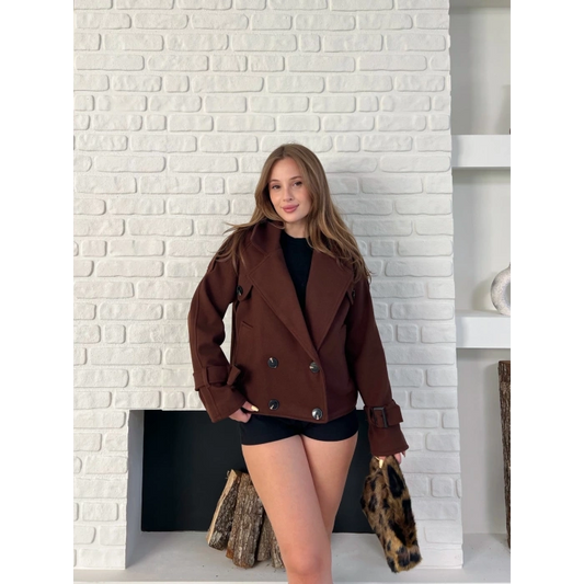 Kısa Street Luxe Kaşe Kaban Kahverengi