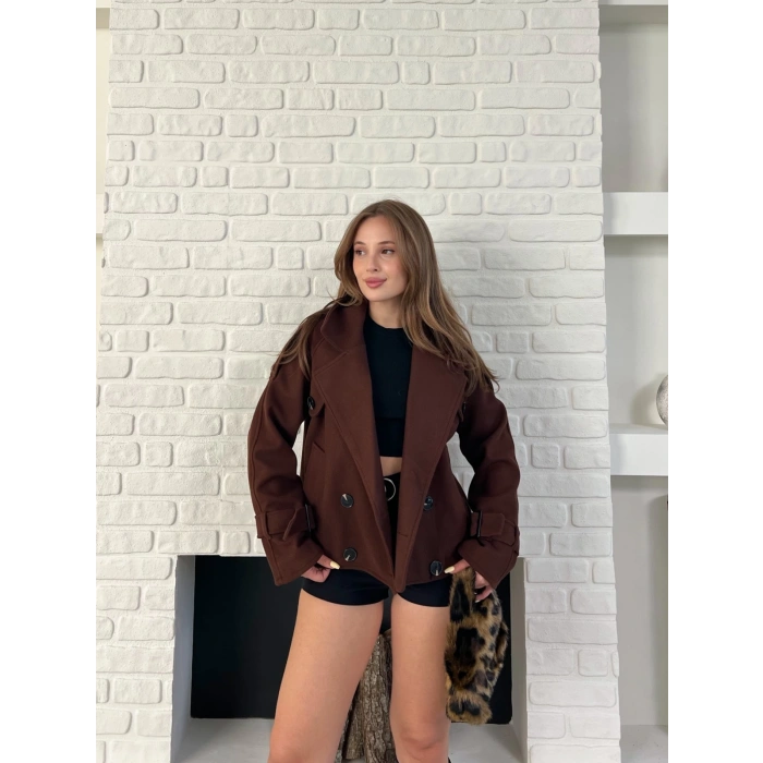 Kısa Street Luxe Kaşe Kaban Kahverengi