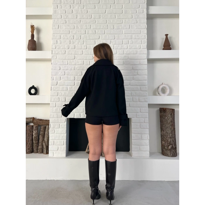 Kısa Street Luxe Kaşe Kaban Siyah