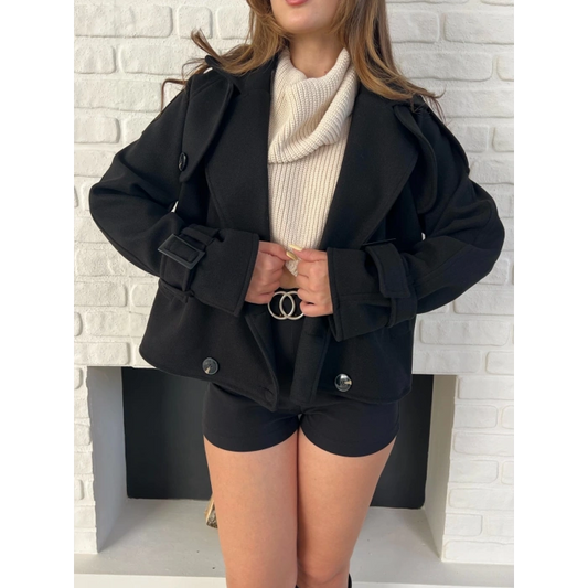 Kısa Street Luxe Kaşe Kaban Siyah