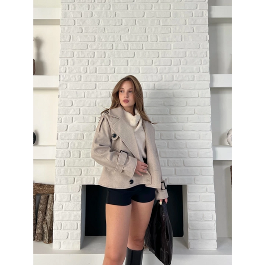 Kısa Street Luxe Kaşe Kaban Krem