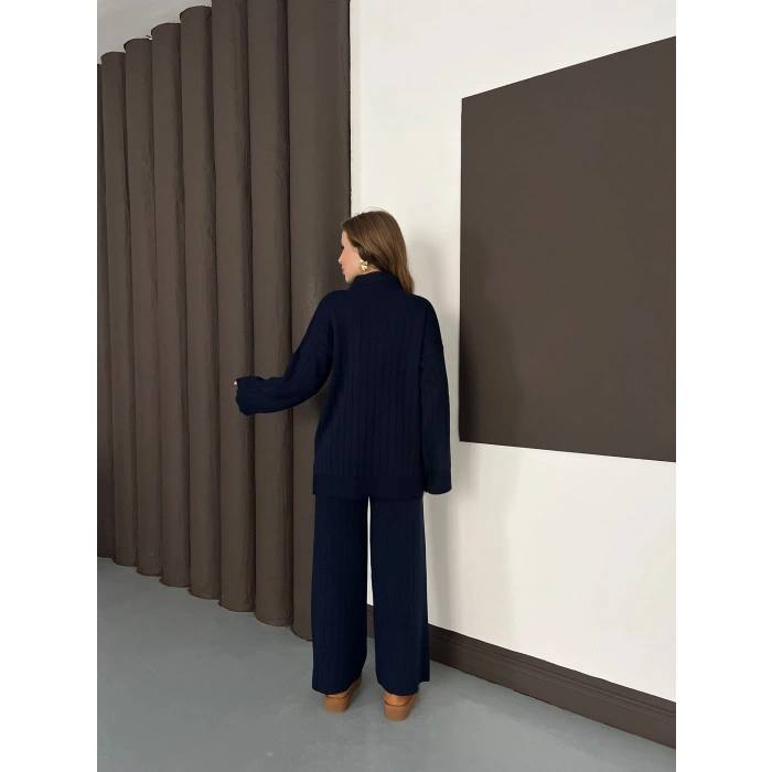 Polo Yaka Triko Pantolonlu Takım Lacivert