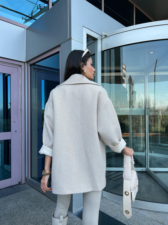 Kahve Oversize Balıksırtı Kaban