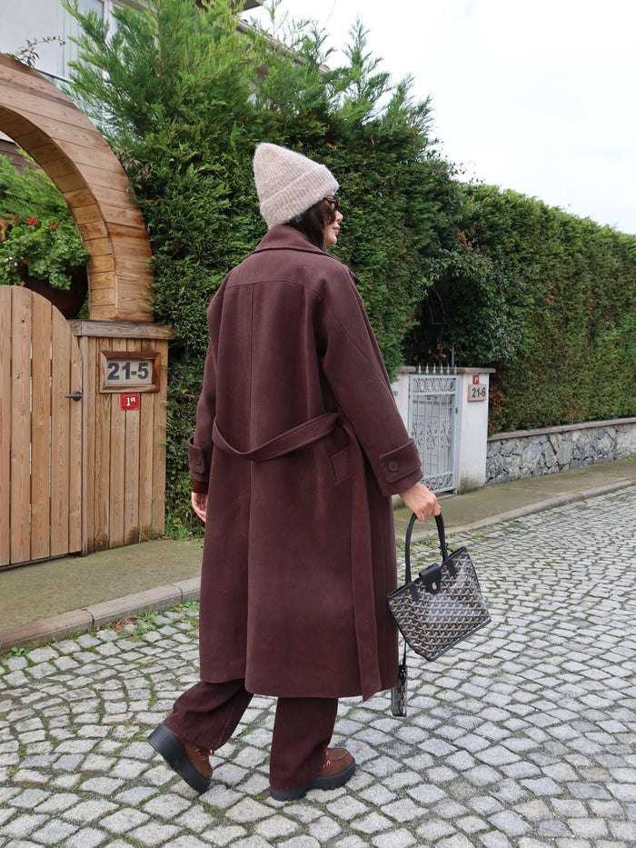 Acı Kahve Yün Karışımlı Premium Blend Kaban