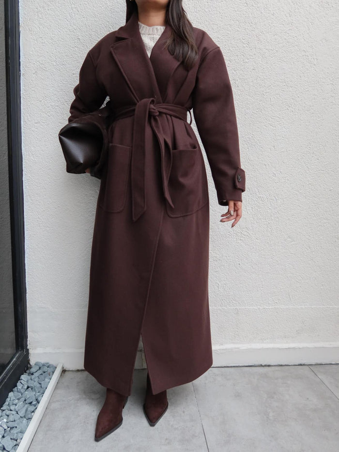 Açık Cep Apolet Detay Kuşaklı Kaban