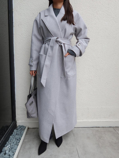 Açık Cep Apolet Detay Kuşaklı Kaban