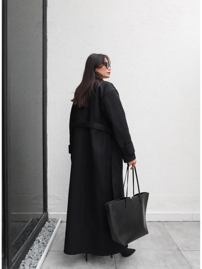 Açık Cep Apolet Detay Kuşaklı Kaban