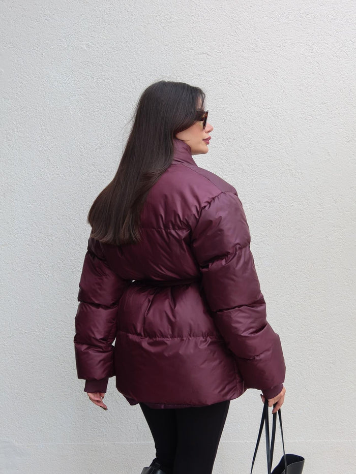 Açık Cep Ön Bağlamalı Şişme Mont