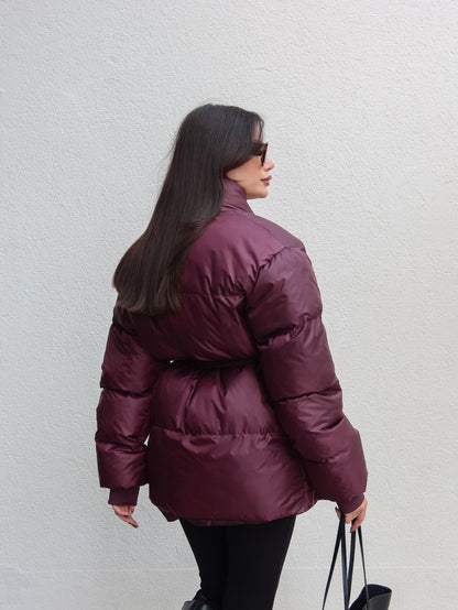 Açık Cep Ön Bağlamalı Şişme Mont