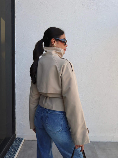 Apolet Detay Kuşaklı Kısa Trench