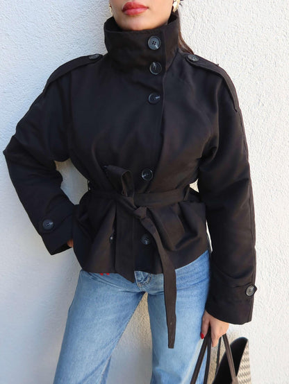 Apolet Detay Kuşaklı Kısa Trench