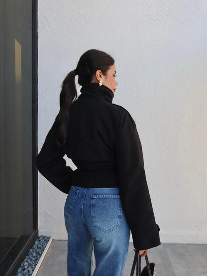 Apolet Detay Kuşaklı Kısa Trench