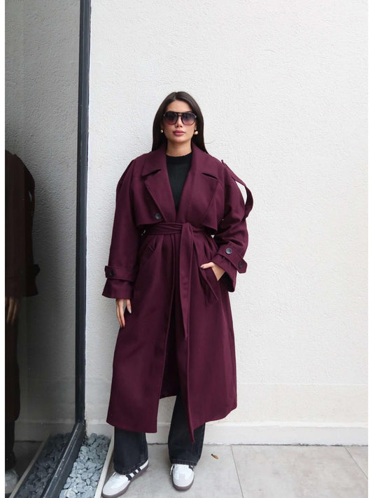 Apolet Detay Kuşaklı Uzun Kaban