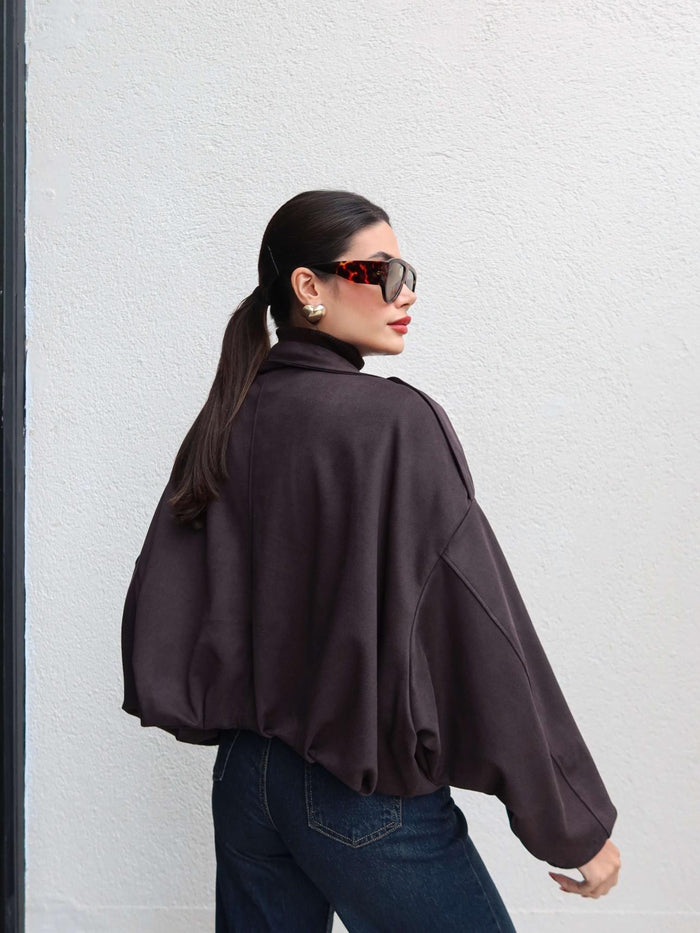 Apoletli Süet Bomber Ceket