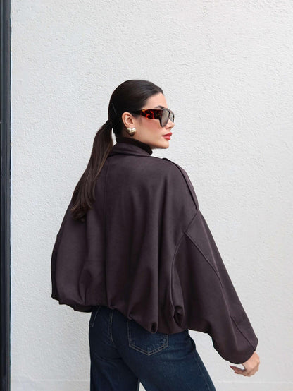 Apoletli Süet Bomber Ceket