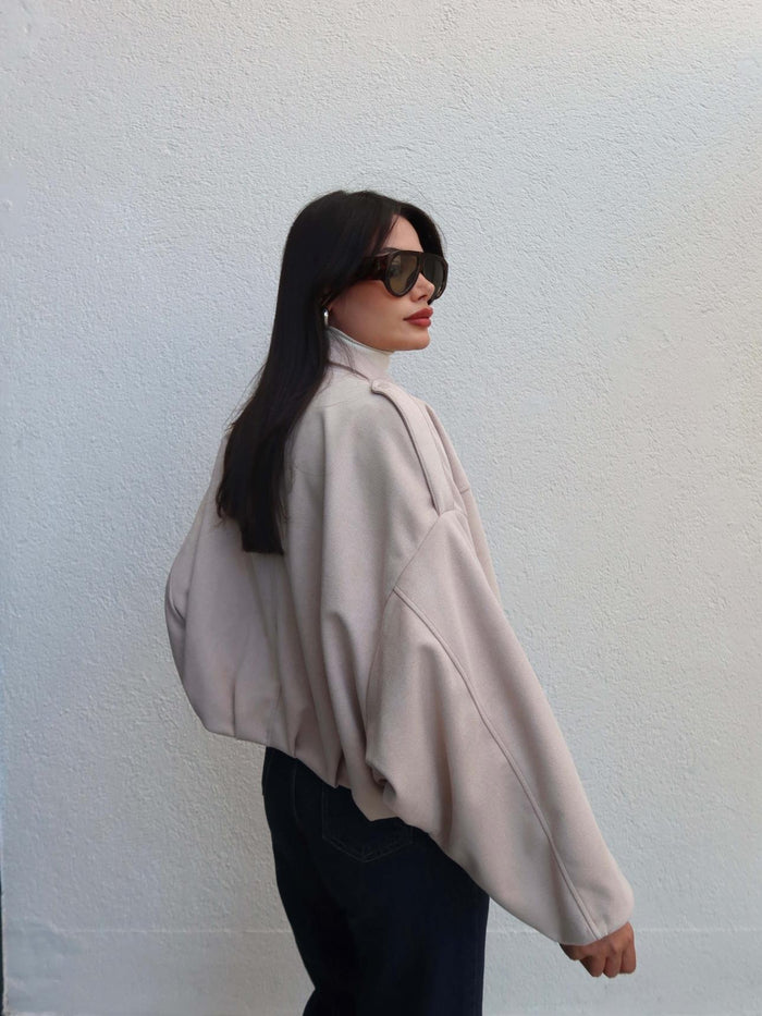 Apoletli Süet Bomber Ceket