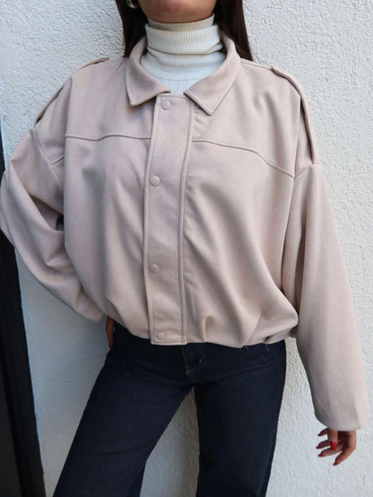 Apoletli Süet Bomber Ceket