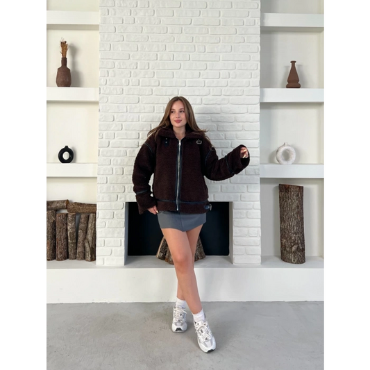 Aviator Teddy Ceket Kahverengi