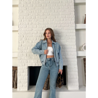 Bel Lastik Detay Denim Vibe Ceket Mavi