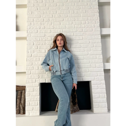Bel Lastik Detay Denim Vibe Ceket Mavi