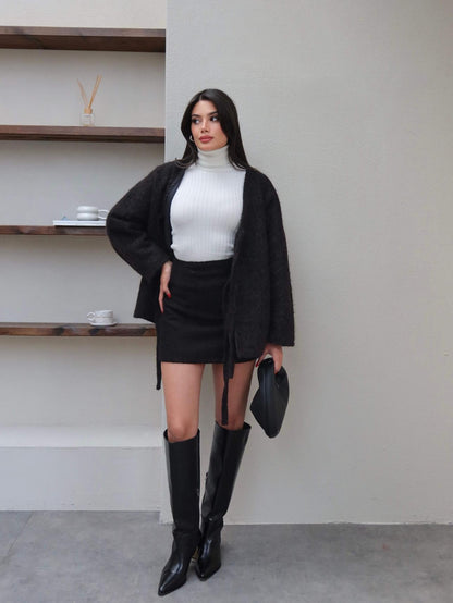 Çift Bağcıklı Kırçıllı Ceket