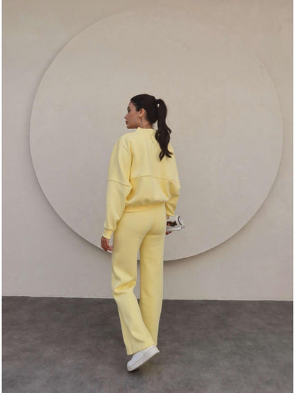 Çimalı Fermuar Detay Şardonlu Eşofman Takım Sarı