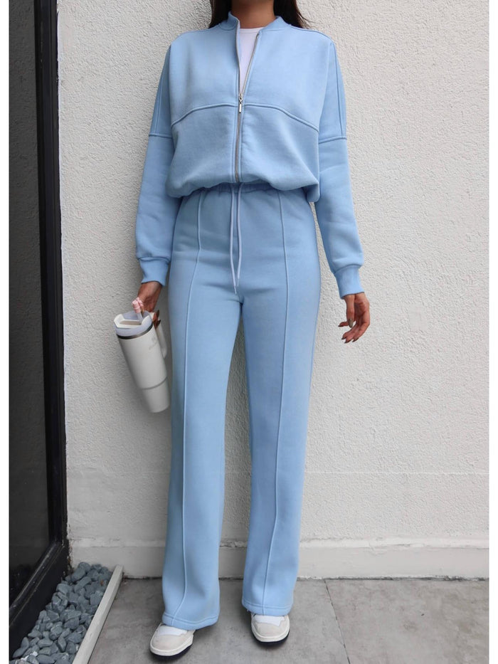 Çimalı Fermuar Detay Şardonlu Eşofman Takım Bebe Mavi