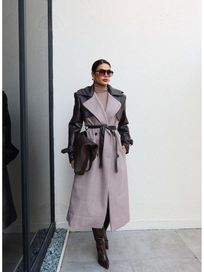 Deri Detay Balıksırtı Kaban Kahve