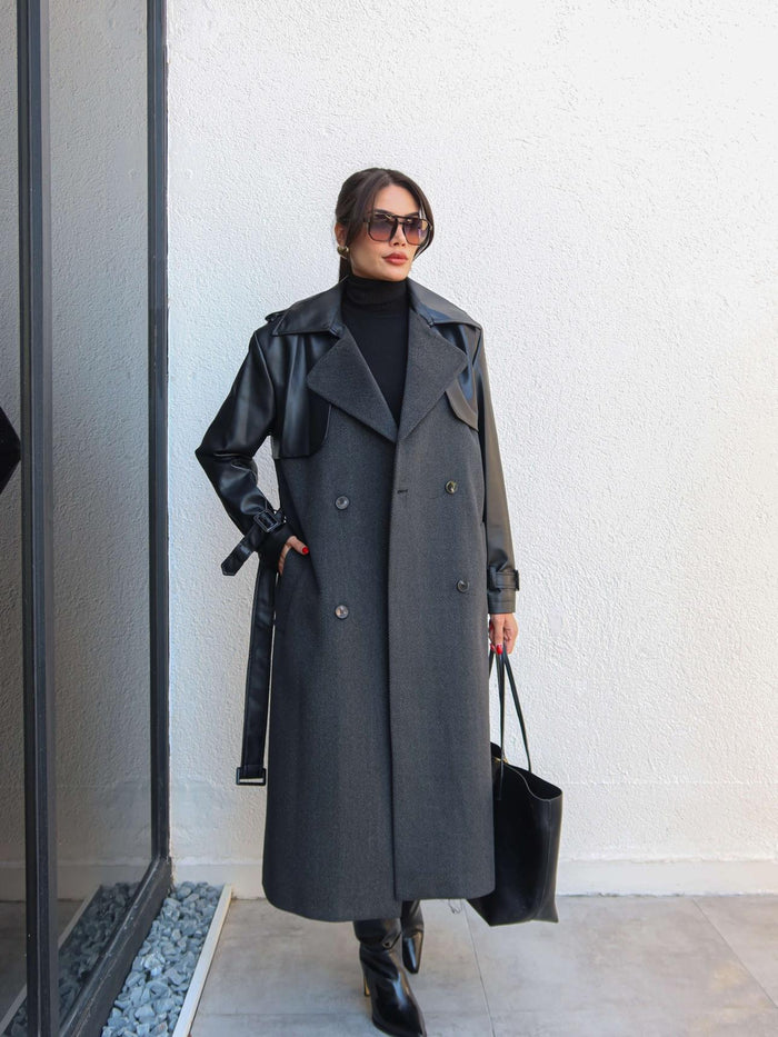 Deri Detay Balıksırtı Kaban Siyah