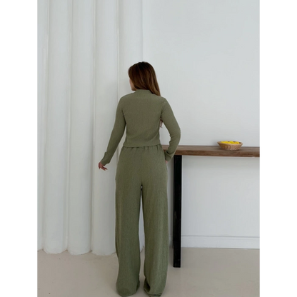 Dik Yaka Pantolonlu Takım Haki