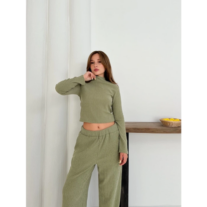 Dik Yaka Pantolonlu Takım Haki