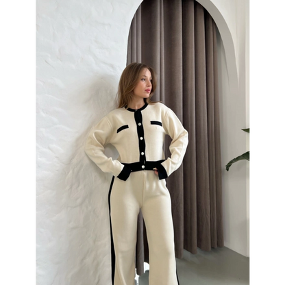 Elegant Line Triko Takım Bej