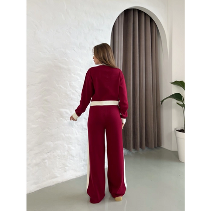 Elegant Line Triko Takım Bordo