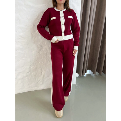Elegant Line Triko Takım Bordo