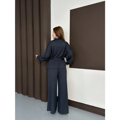 Fermuarlı Kemer Detaylı İkili Takım Antrasit