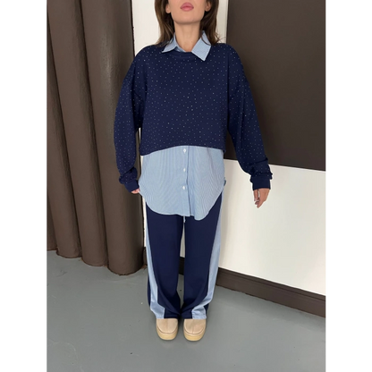 Gömlekli Taş Detaylı Üçlü Set