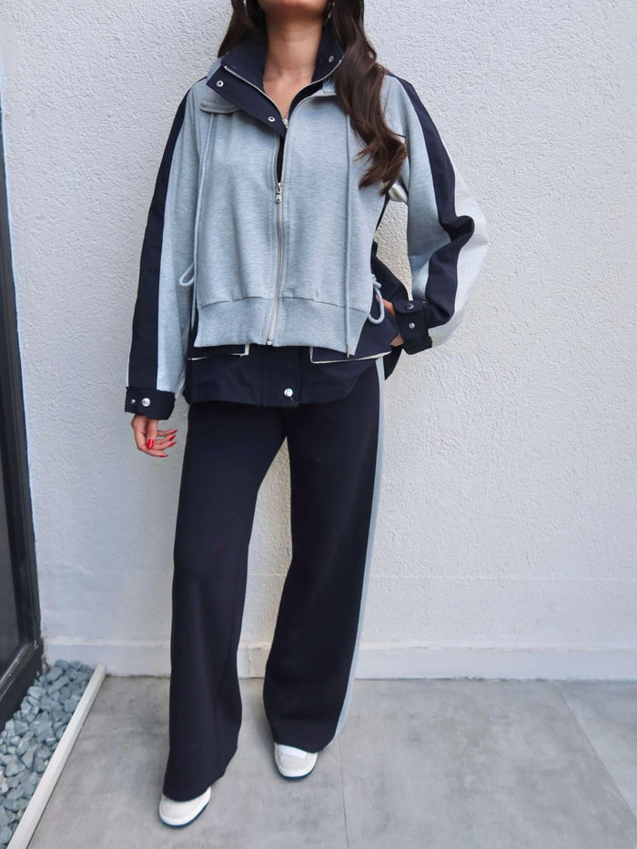 Kapüşon Garnili Paraşüt Takım Lacivert