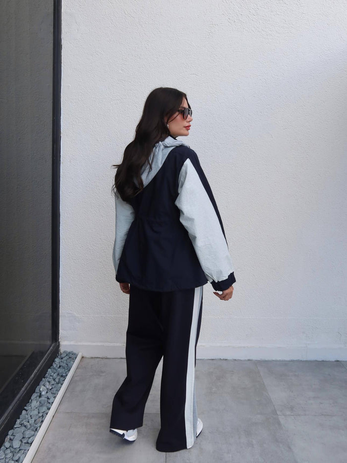 Kapüşon Garnili Paraşüt Takım Lacivert