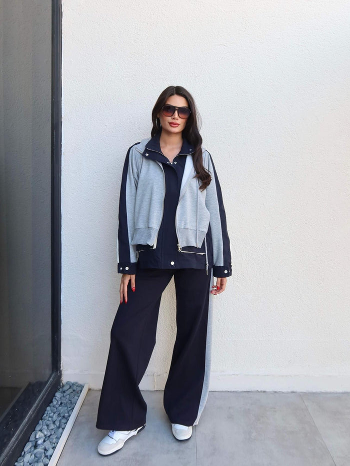 Kapüşon Garnili Paraşüt Takım Lacivert