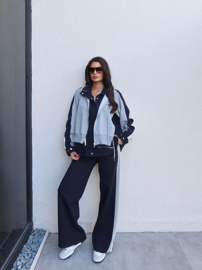 Kapüşon Garnili Paraşüt Takım Lacivert