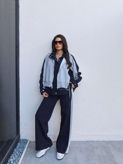 Kapüşon Garnili Paraşüt Takım Lacivert