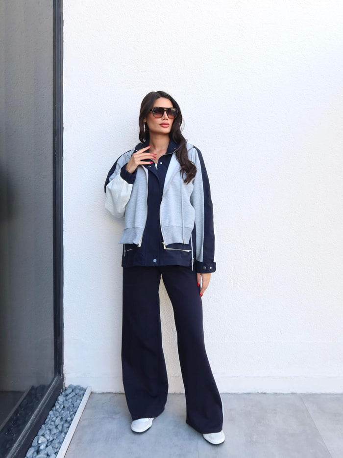 Kapüşon Garnili Paraşüt Takım Lacivert